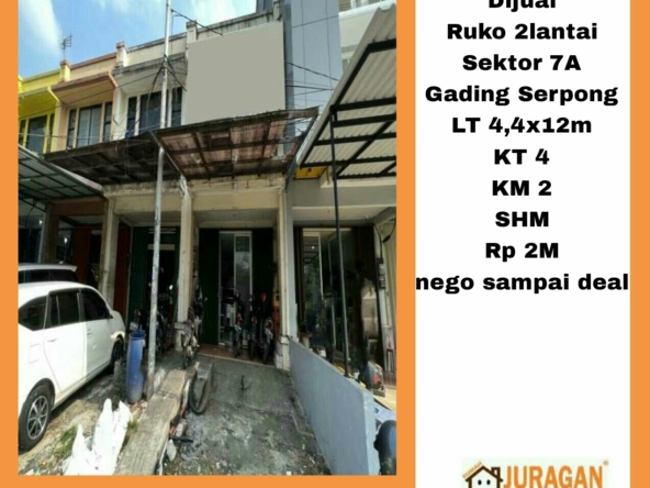 DIJUAL RUKO 2 LANTAI SEKTOR 7A GADING SERPONG SATULISTING.com