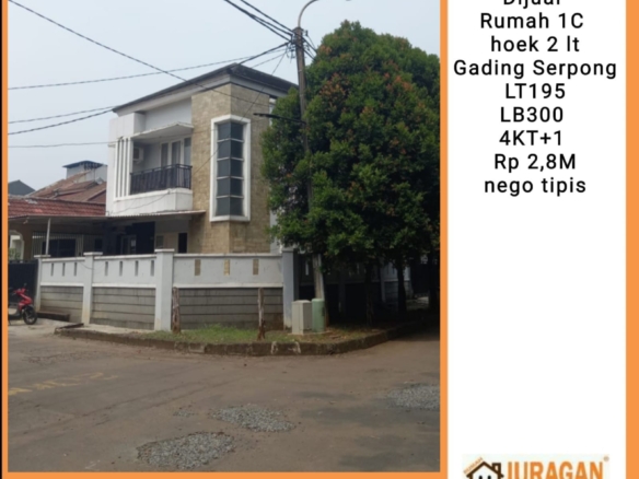 Dijual Rumah 1C hoek 2 lt Gading Serpong SATULISTING.com