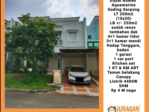 Dijual Rumah Aquamarine Gading Serpong SATULISTING.com