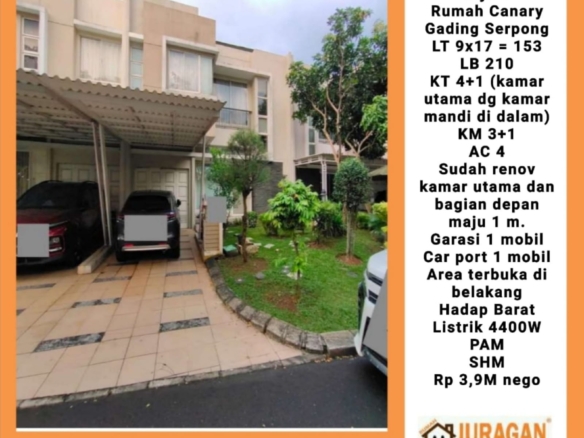 Dijual Rumah Canary Gading Serpong SATULISTING.com
