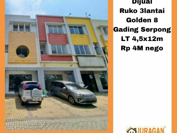 DIJUAL RUKO 3 LANTAI GOLDEN 8 GADING SERPONG SATULISTING.com