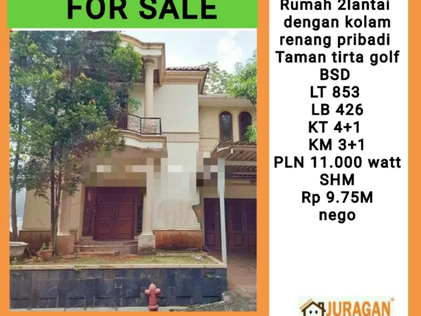 For Sale Rumah 2Lantai Taman Tirta Golf BSD SATULISTING.com