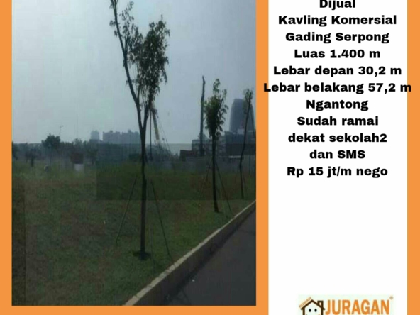 DIJUAL KAVLING KOMERSIAL GADING SERPONG SATULISTING.com