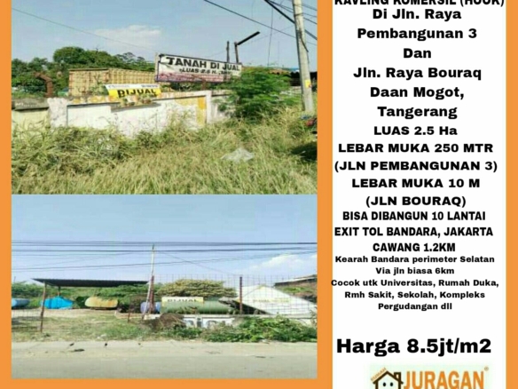 Dijual Kavling di Jln Raya Pembangunan 3 Jln Raya Bouraq Daan mogot SATULISTING.com