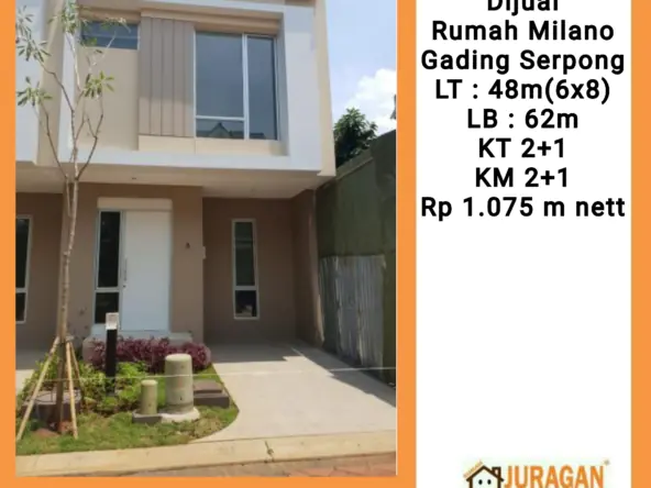 Dijual Rumah Milano Gading Serpong SATULISTING.com