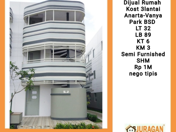 Dijual Rumah Kost 3lantai Anarta Vanya Park BSD SATULISTING.com