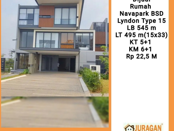 Dijual Rumah Navapark BSD Lyndon Type 15 SATULISTING.com