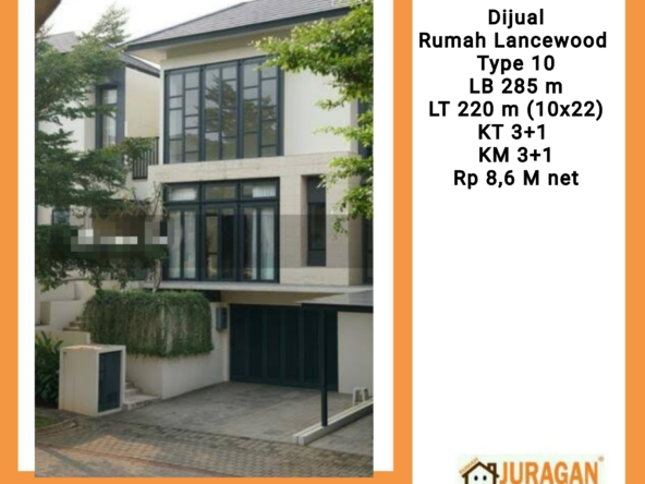 Dijual Rumah Lancewood Type 10 SATULISTING.com