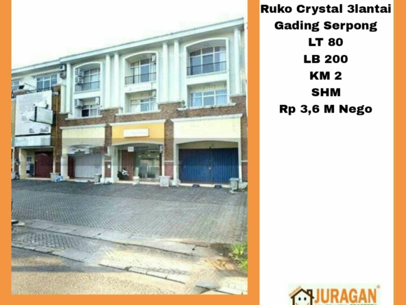 DIJUAL RUKO CRYSTAL 3 LANTAI GADING SERPONG SATULISTING.com