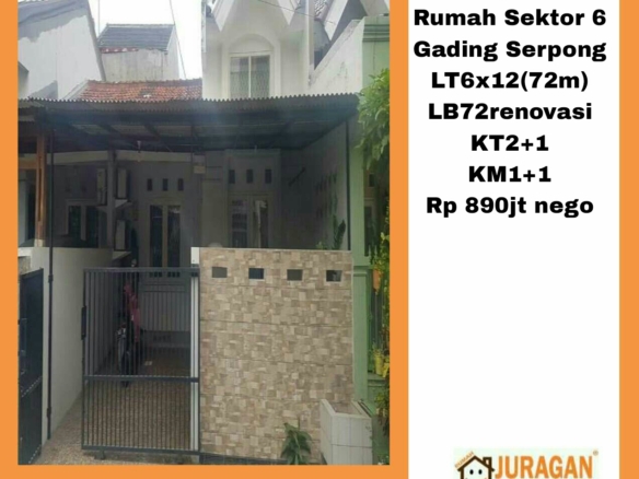 DIJUAL RUMAH SEKTOR 6 GADING SERPONG SATULISTING.com