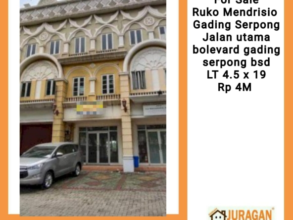 For Sale Ruko Mendrisio Gading Serpong SATULISTING.com