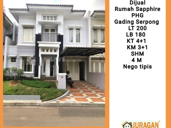 Dijual Rumah Sapphire PHG Gading Serpong SATULISTING.com