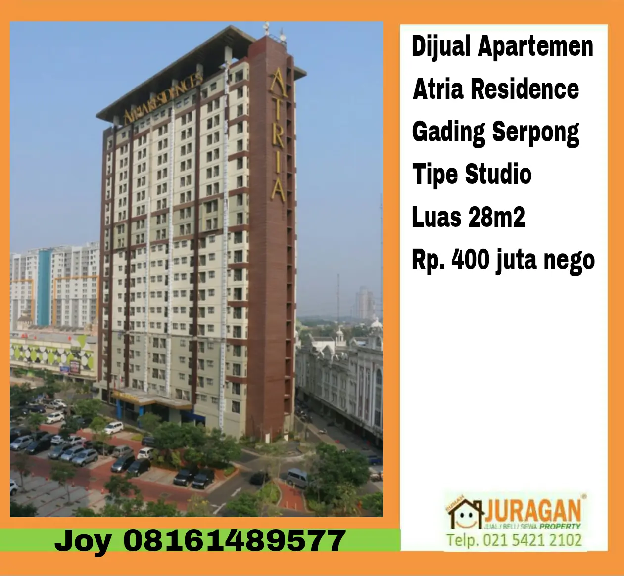 DIJUAL APARTEMEN ATRIA RESIDENCE GADING SERPONG SATULISTING.com