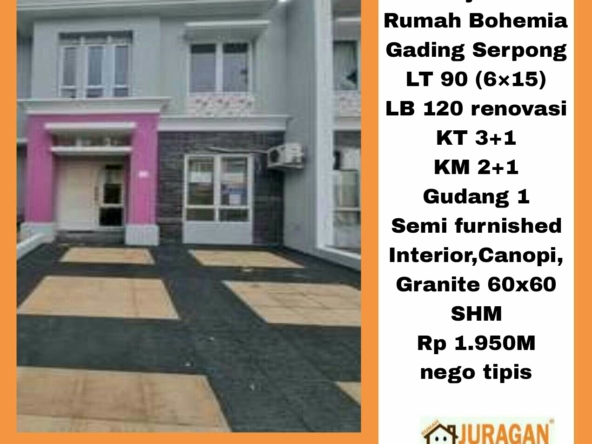 DIJUAL RUMAH BOHEMIA GADING SERPONG SATULISTING.com