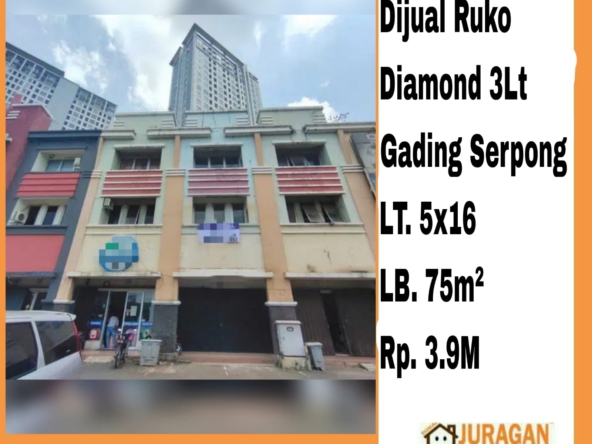 Dijual  Ruko Diamond 3Lt Gading Serpong SATULISTING.com