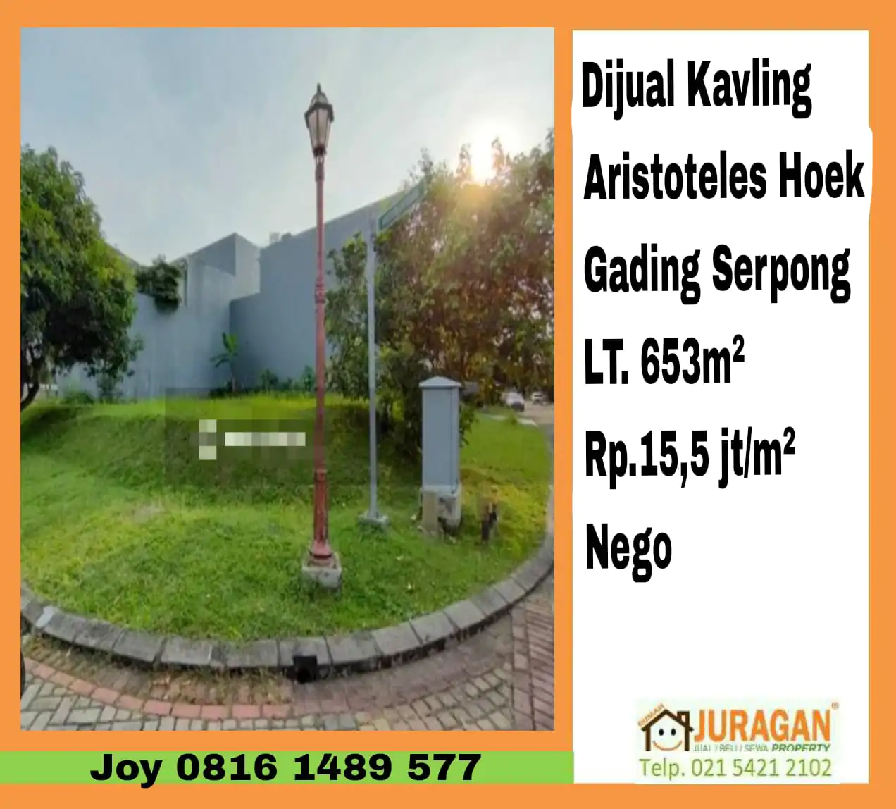 DIJUAL KAVLING ARISTOTELES GADING SERPONG SATULISTING.com