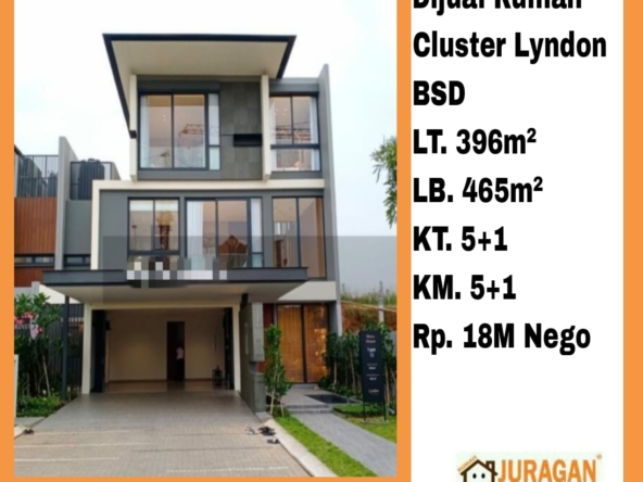 Dijual Rumah Cluster Lyndon BSD SATULISTING.com