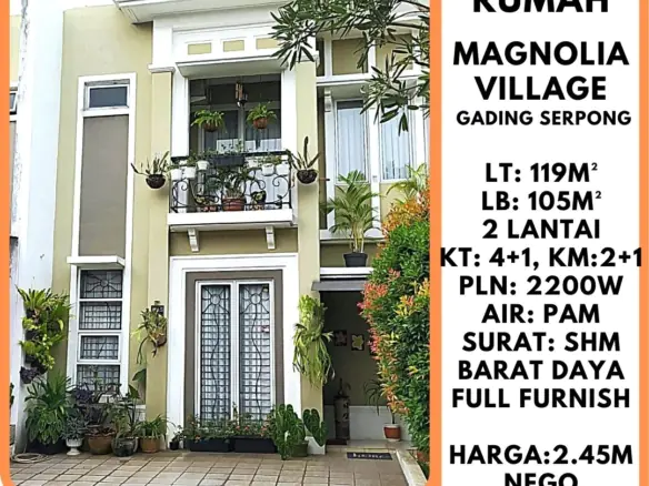 DIJUAL RUMAH MAGNOLIA VILLAGE GADING SERPONG SATULISTING.com