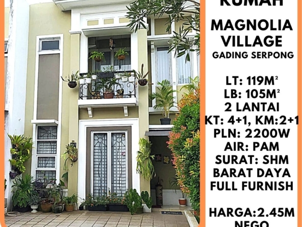 DIJUAL RUMAH MAGNOLIA VILLAGE GADING SERPONG SATULISTING.com