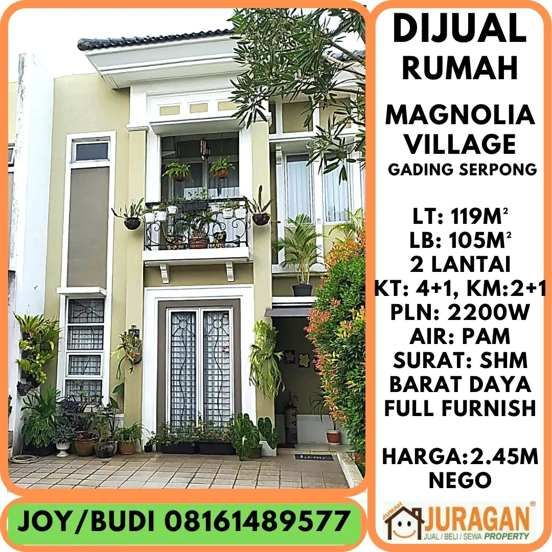 DIJUAL RUMAH MAGNOLIA VILLAGE GADING SERPONG SATULISTING.com