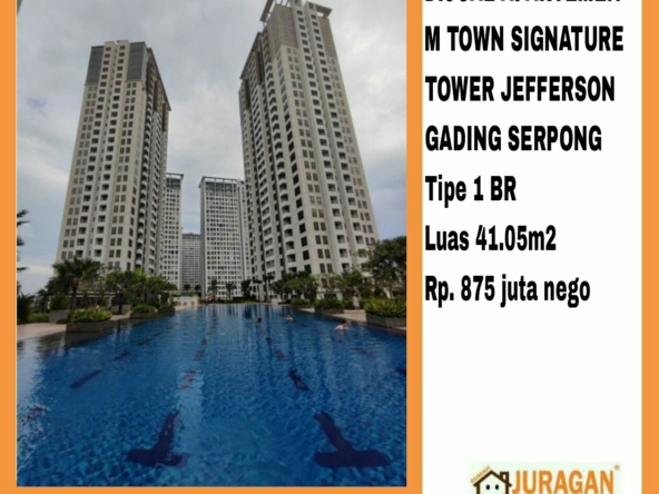 DIJUAL APARTEMEN MTOWN SIGNATURE TOWER JEFFERSON GADING SERPONG SATULISTING.com