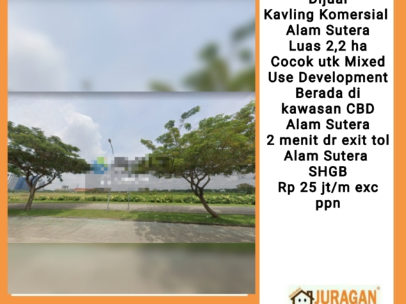 Dijual Kavling Komersial Alam Sutera SATULISTING.com
