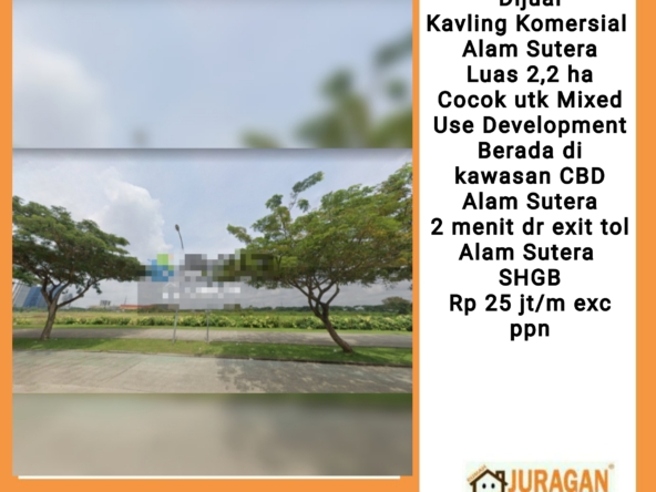 Dijual Kavling Komersial Alam Sutera SATULISTING.com