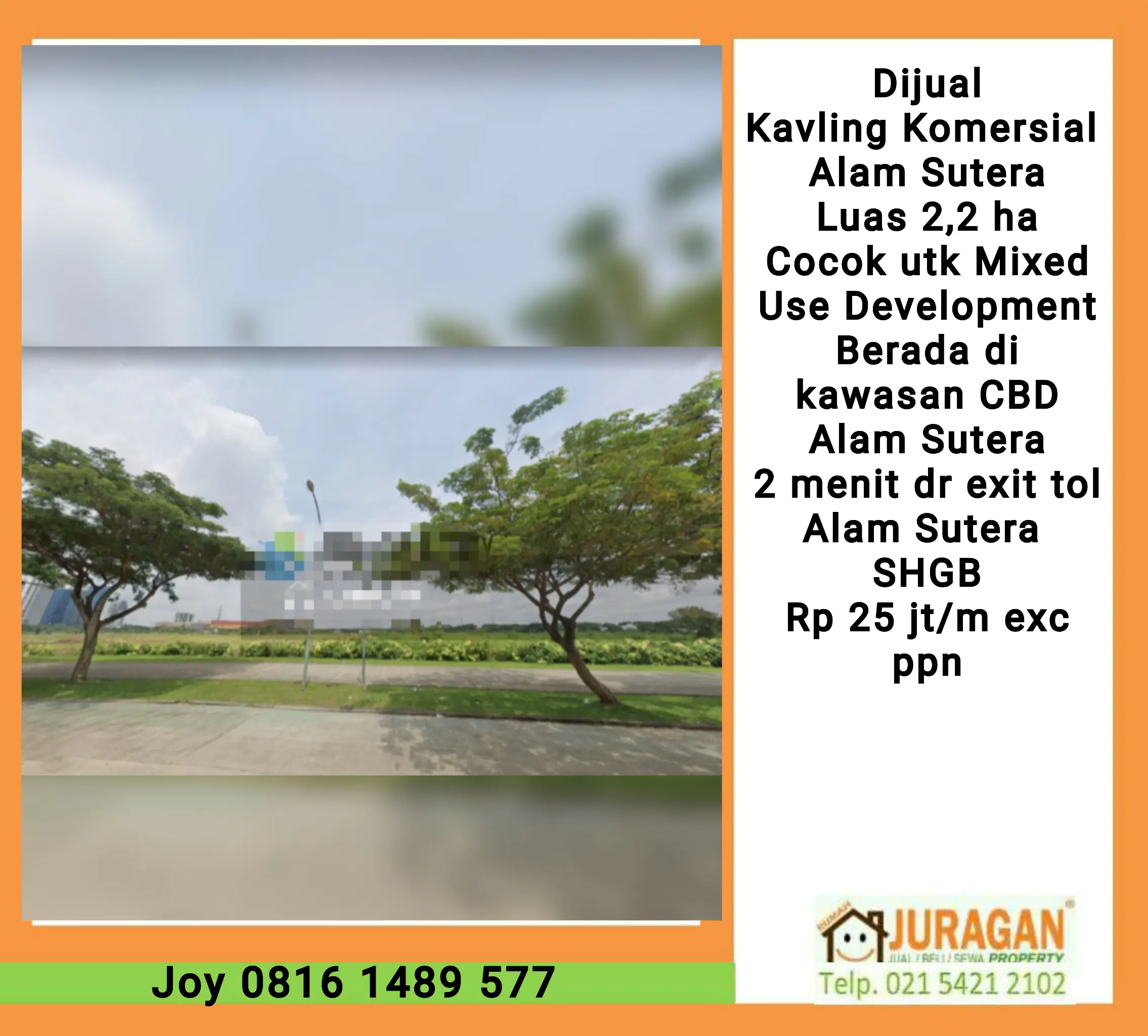 Dijual Kavling Komersial Alam Sutera SATULISTING.com