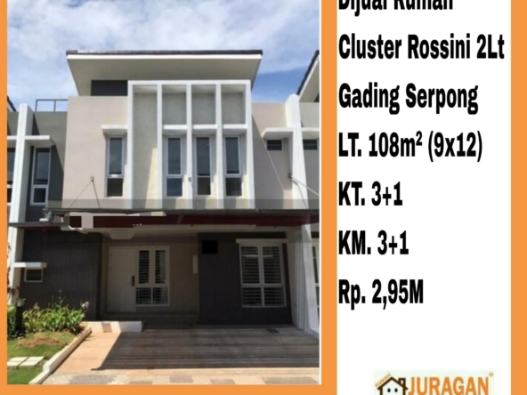 Dijual Rumah Cluster Rossini 2Lt Gading Serpong SATULISTING.com