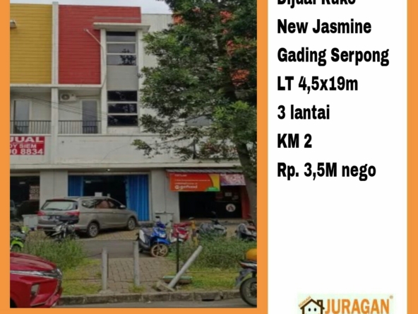 DIJUAL RUKO NEW JASMINE GADING SERPONG SATULISTING.com