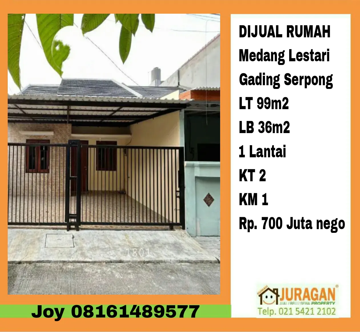 DIJUAL RUMAH MEDANG LESTARI GADING SERPONG SATULISTING.com