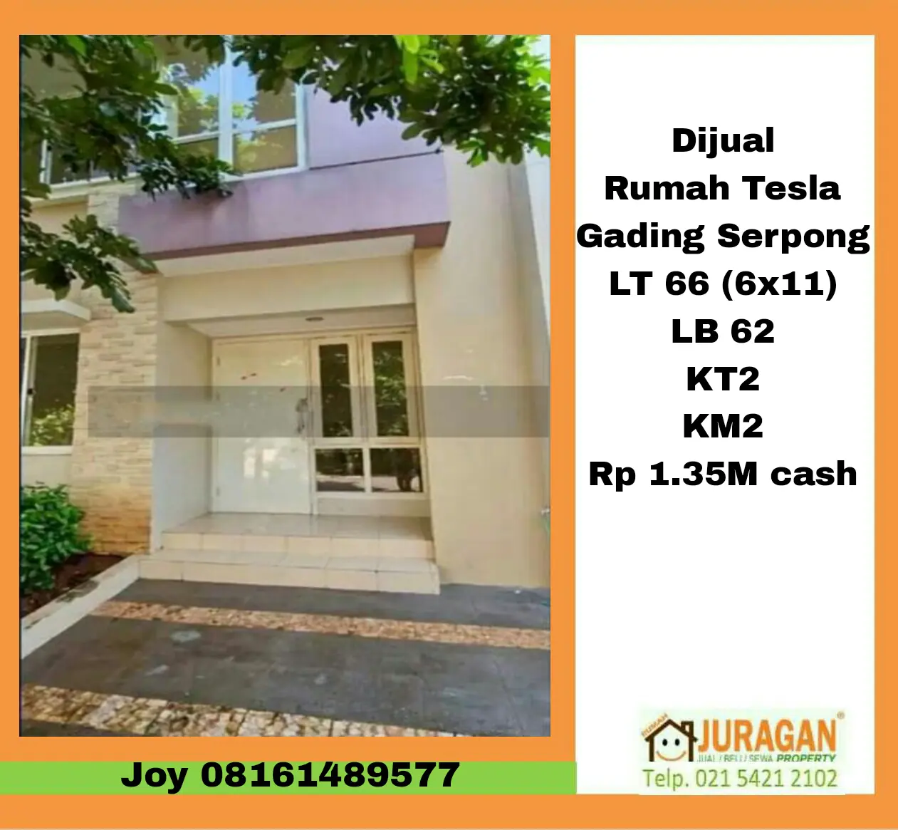 DIJUAL RUMAH TESLA GADING SERPONG SATULISTING.com