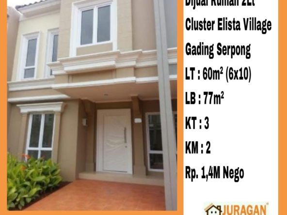 Dijual Rumah 2Lt Cluster Elista Village Gading Serpong SATULISTING.com