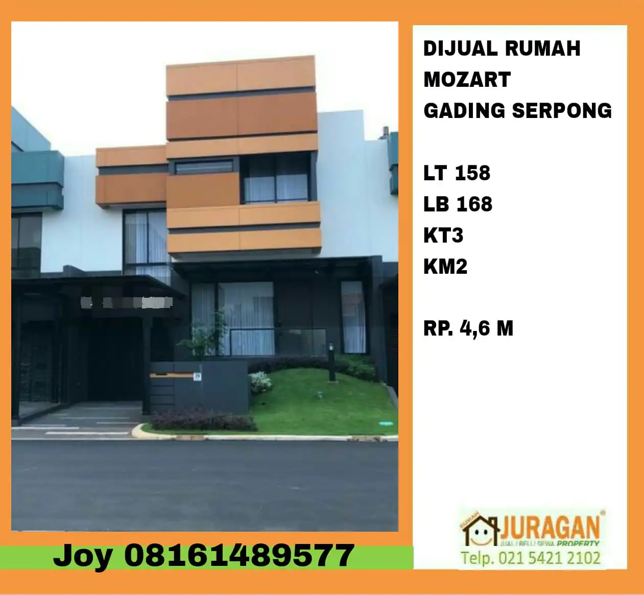 DIJUAL RUMAH MOZART GADING SERPONG SATULISTING.com