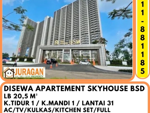 Disewa Apartemen Studio Terawat SKYHOUSE - BSD Tangerang SATULISTING.com