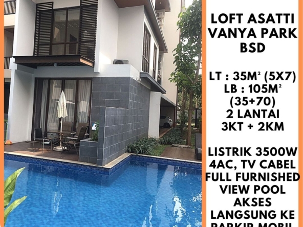 Dijual LOFT ASATTI VANYA PARK BSD Tangerang dekat kolam renang SATULISTING.com