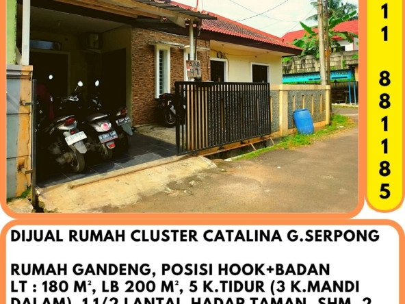 Dijual Rumah Hook Cluster Catalina Gading Serpong Hadap Taman SATULISTING.com