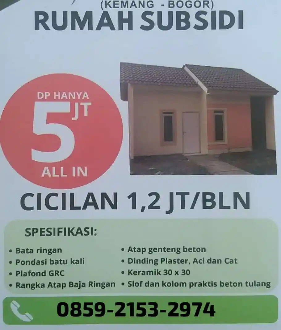 Rumah Murah Bersubsidi Siap Huni di Kemang Bogor