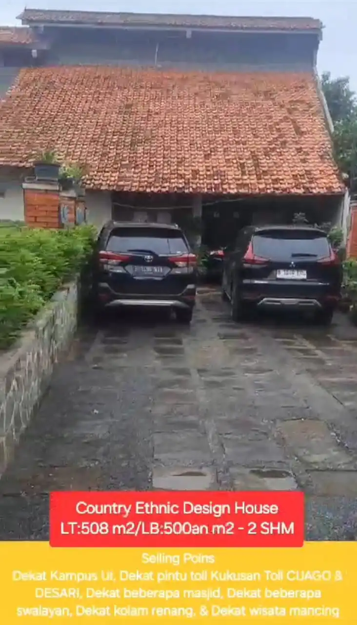 Dijual Cepat Rumah Disain Country Ethnic Kukusan Beji Depok