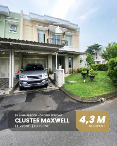 Tampak depan rumah cluster Maxwell Scientia Summarecon