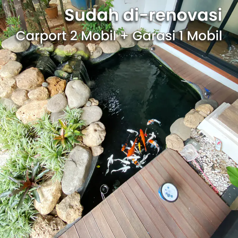 Terdapat kolam iklan koi di dalam rumah cluster Aristoteles Gading Serpong