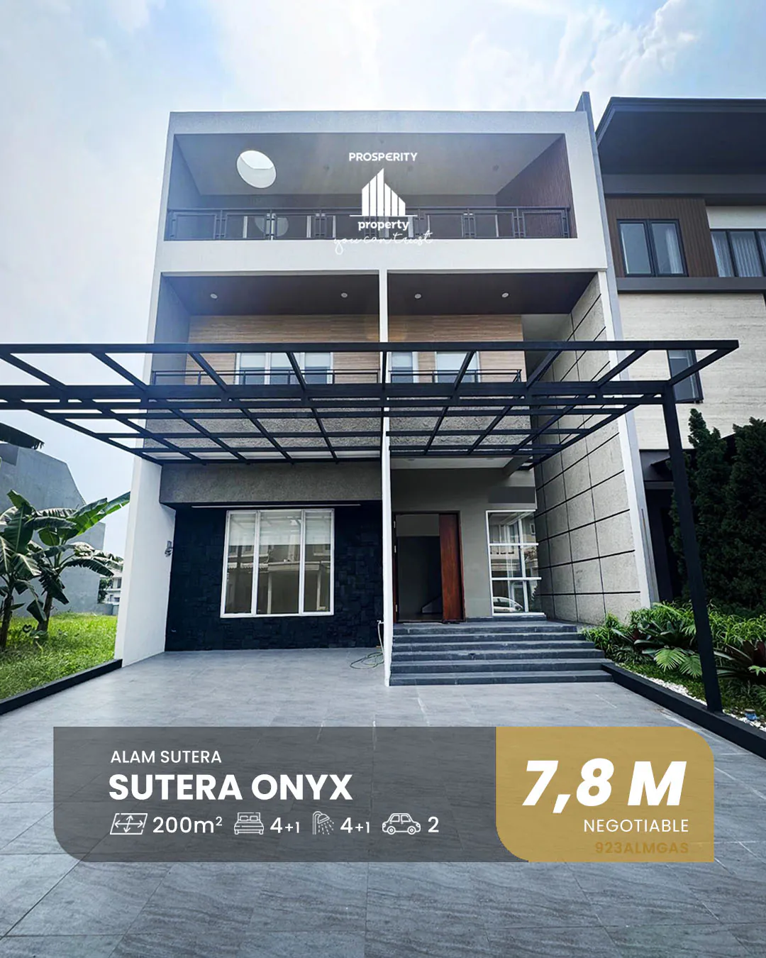 Tampak depan Rumah di Cluster Sutera Onyx Alam Sutera