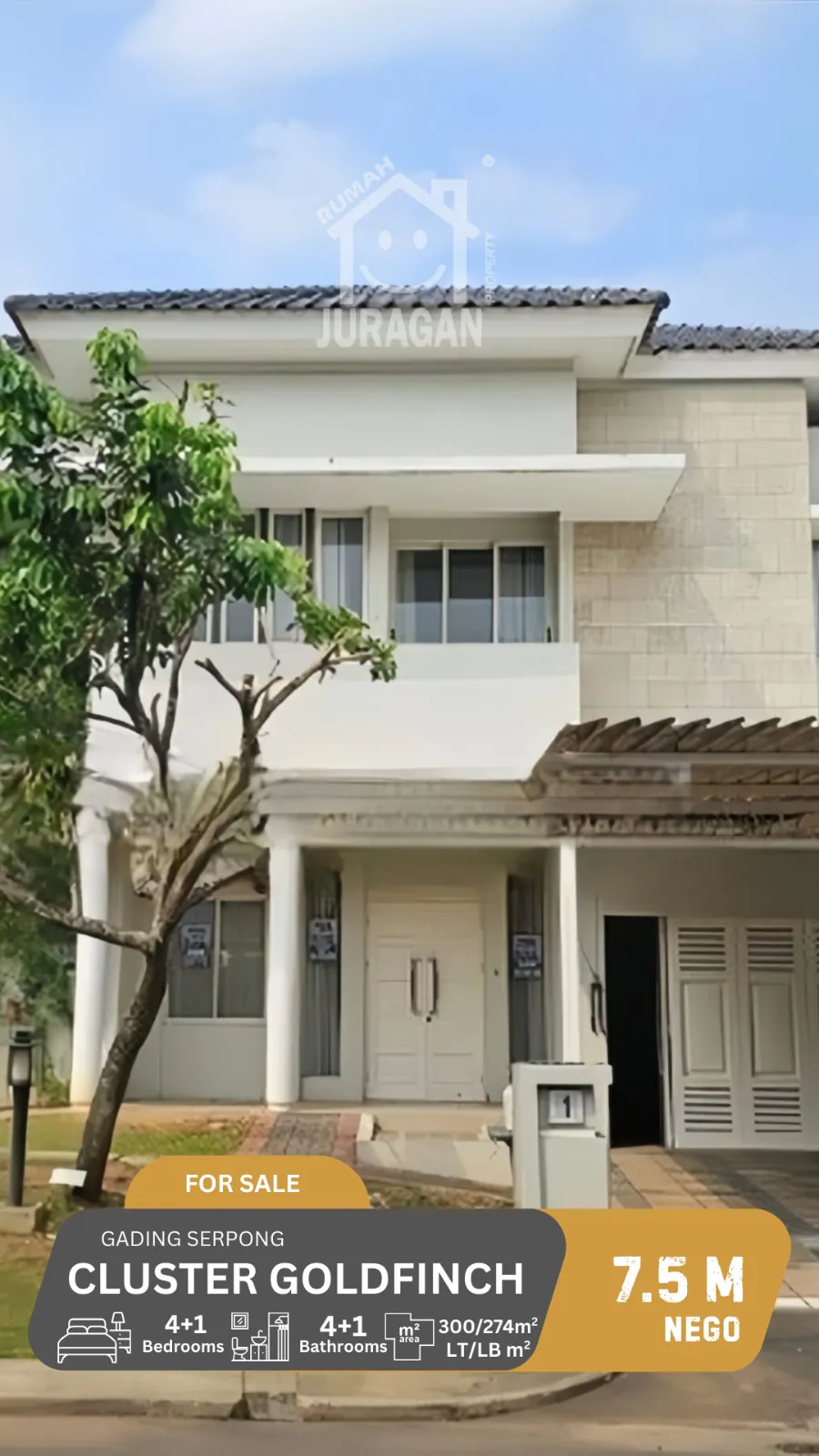 RUMAH DIJUAL 2 LANTAI GOLDFINCH SPRINGS GADING SERPONG SATULISTING.com
