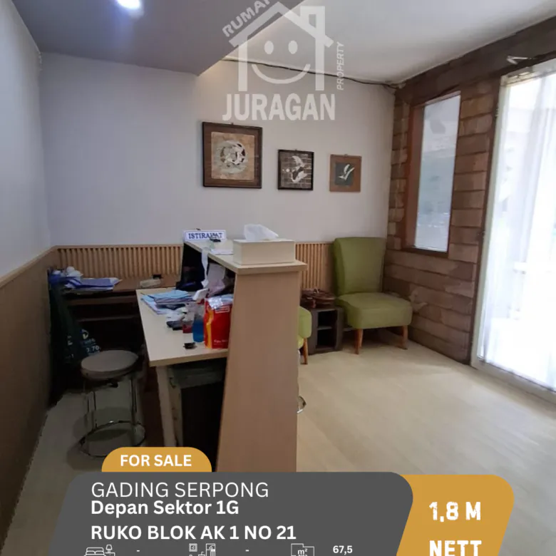 DIJUAL RUKODEPAN SEKTOR 1G GADING SERPONG
