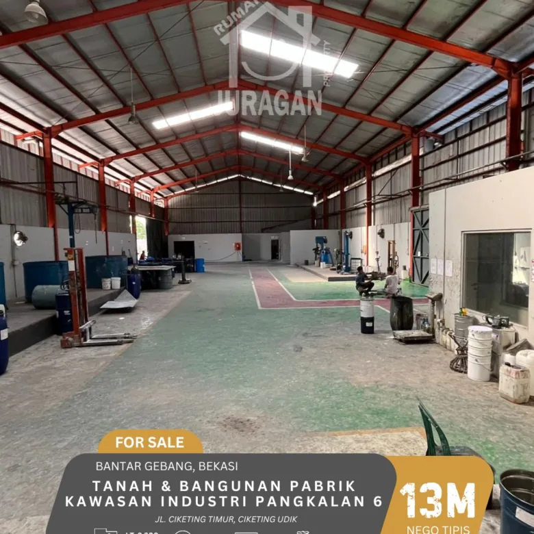 DIJUAL TANAH & BANGUNAN PABRIK KAWASAN INDUSTRI PANGKALAN 6, BEKASI