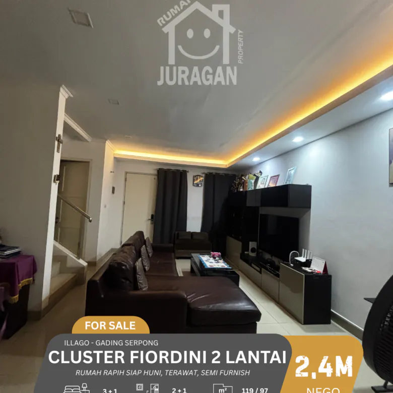 DIJUAL CLUSTER FIORDINI 2 LANTAI GADING SERPONG