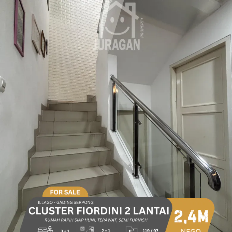 DIJUAL CLUSTER FIORDINI 2 LANTAI GADING SERPONG