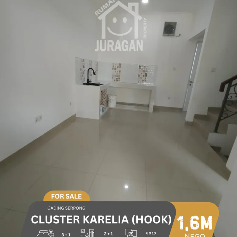 DIJUAL RUMAH CLUSTER KARELIA HOOK GADING SERPONG