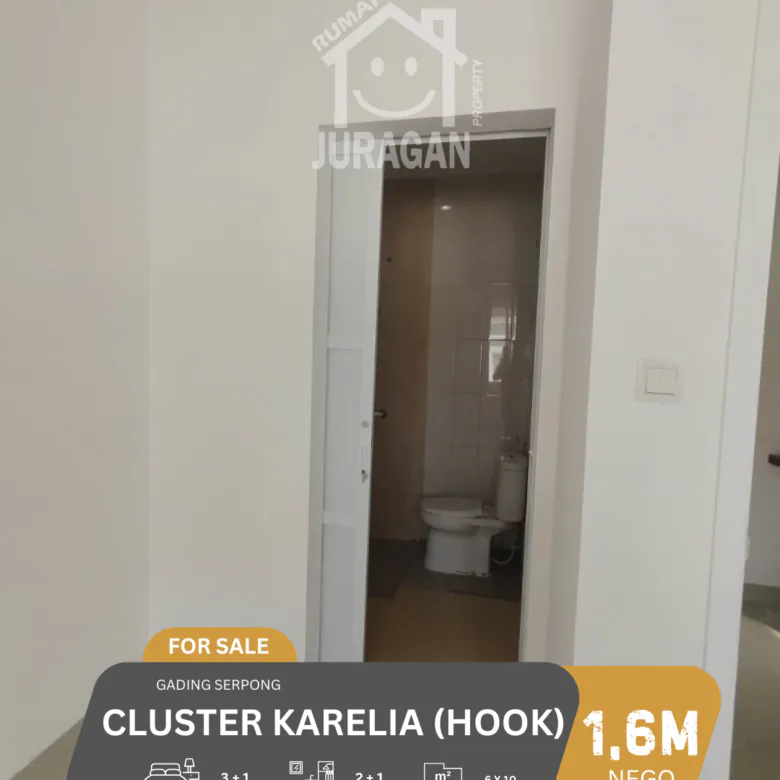 DIJUAL RUMAH CLUSTER KARELIA HOOK GADING SERPONG